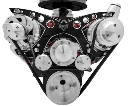 Big Block Chevy Revolver Serpentine System - PS & ALT - Billet-Key - Black Onyx