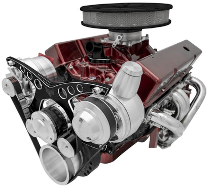 Big Block Chevy Revolver Serpentine System - PS & ALT - Billet-Key - Black Onyx