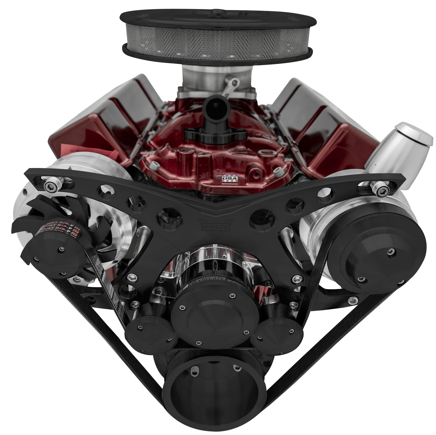 Big Block Chevy Revolver Serpentine System - PS & ALT - Billet-Key - Black