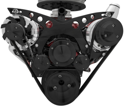 Big Block Chevy Serpentine System Revolver - EWP - PS & ALT - Billet; BLACK
