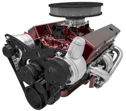 Big Block Chevy Serpentine System Revolver - EWP - PS & ALT - Billet; BLACK