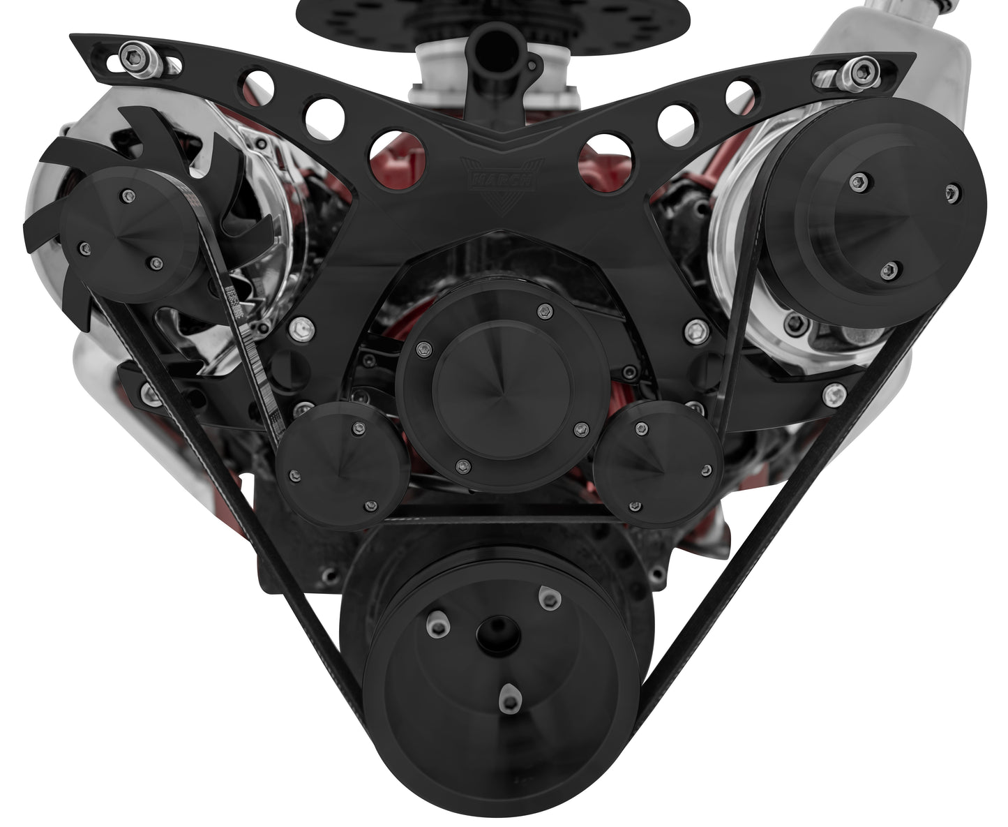 Big Block Chevy Revolver Serpentine System - PS & ALT - Saginaw-Key - Black