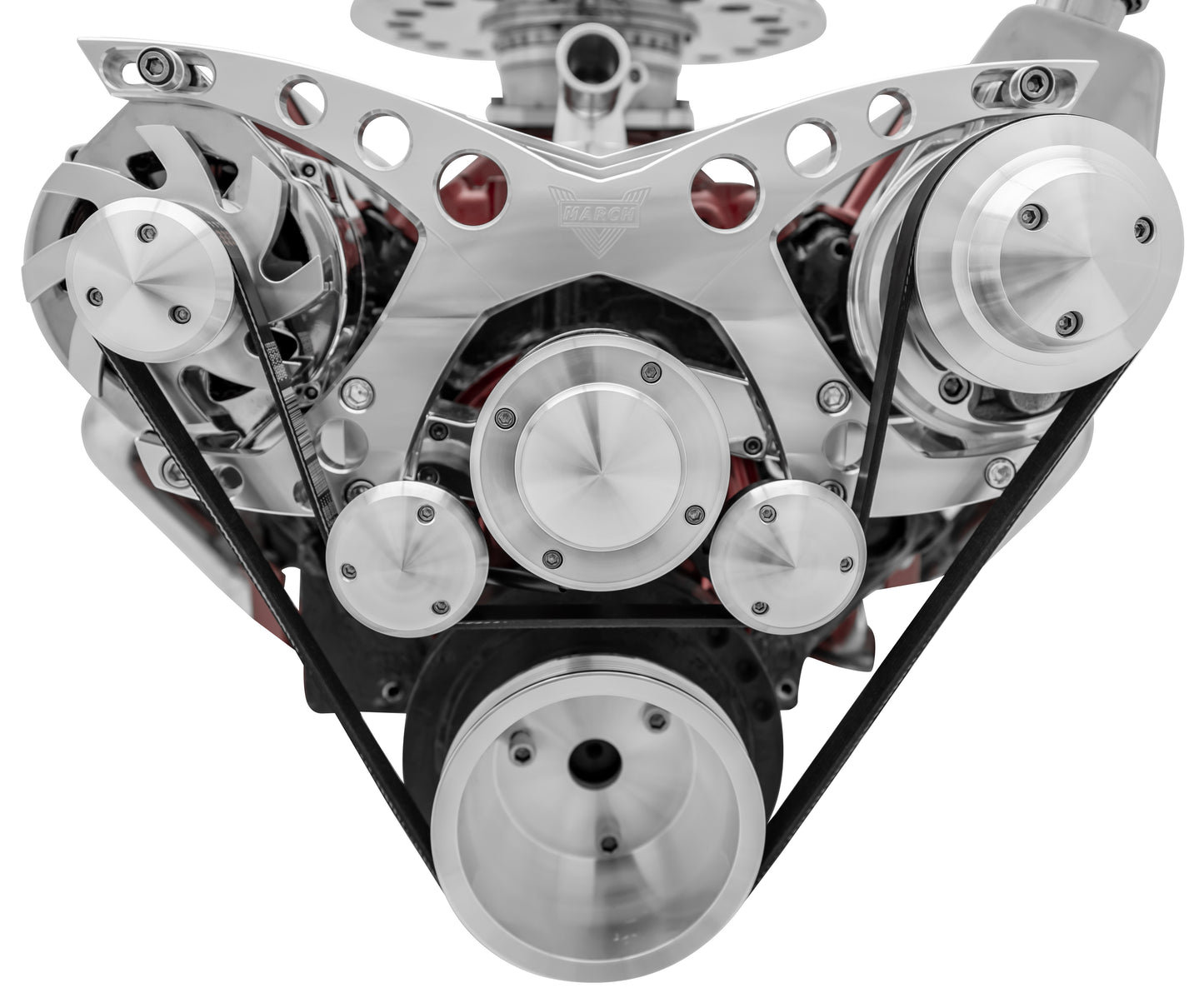 Big Block Chevy Revolver Serpentine System - PS & ALT - Saginaw-Key - Chrome