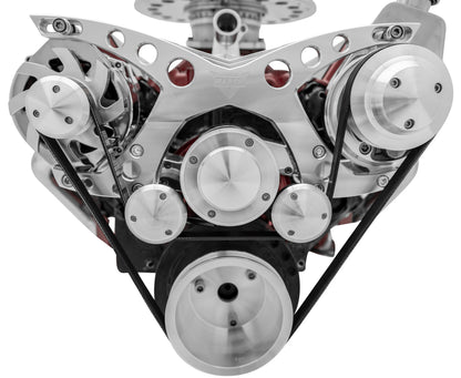 Big Block Chevy Revolver Serpentine System - PS & ALT - Saginaw-Key - Chrome