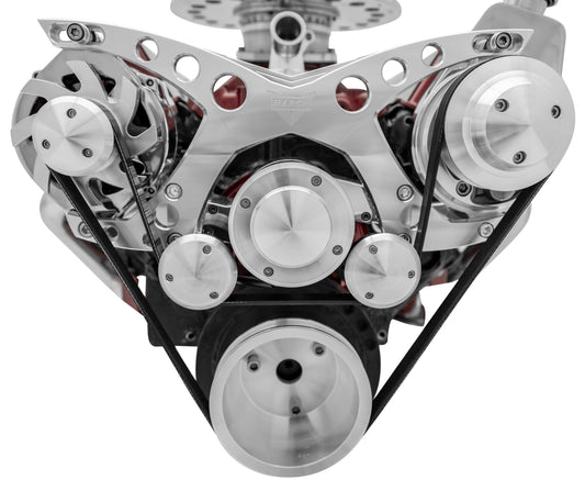 Big Block Chevy Revolver Serpentine System - PS & ALT - Saginaw-Key - Chrome
