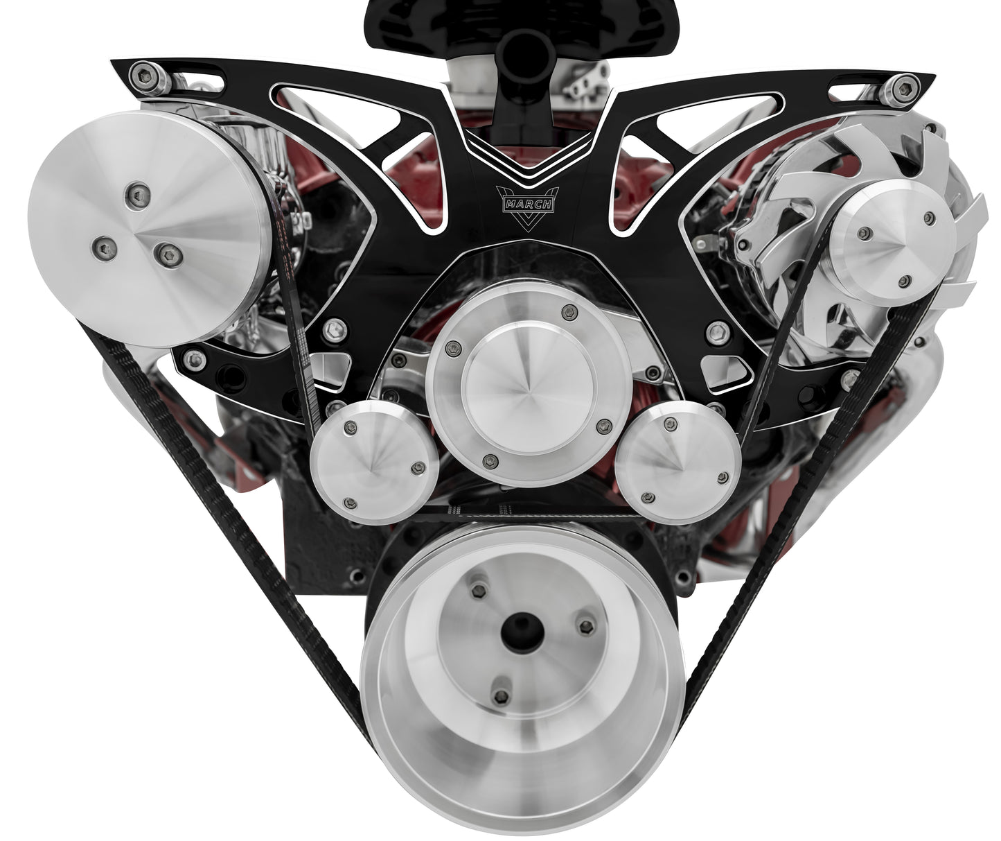 Big Block Chevy Style Track Serpentine System - EWP - PS & ALT - Black Onyx