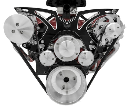 Big Block Chevy Style Track Serpentine System - EWP - PS & ALT - Black Onyx