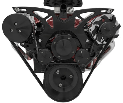 Big Block Chevy Style Track Serpentine System - EWP - PS & ALT - Black