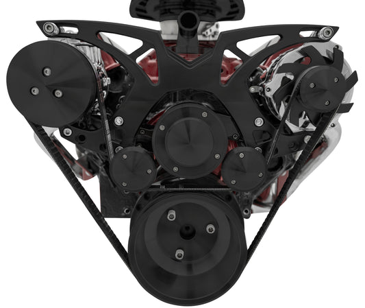 Big Block Chevy Style Track Serpentine System - EWP - PS & ALT - Black