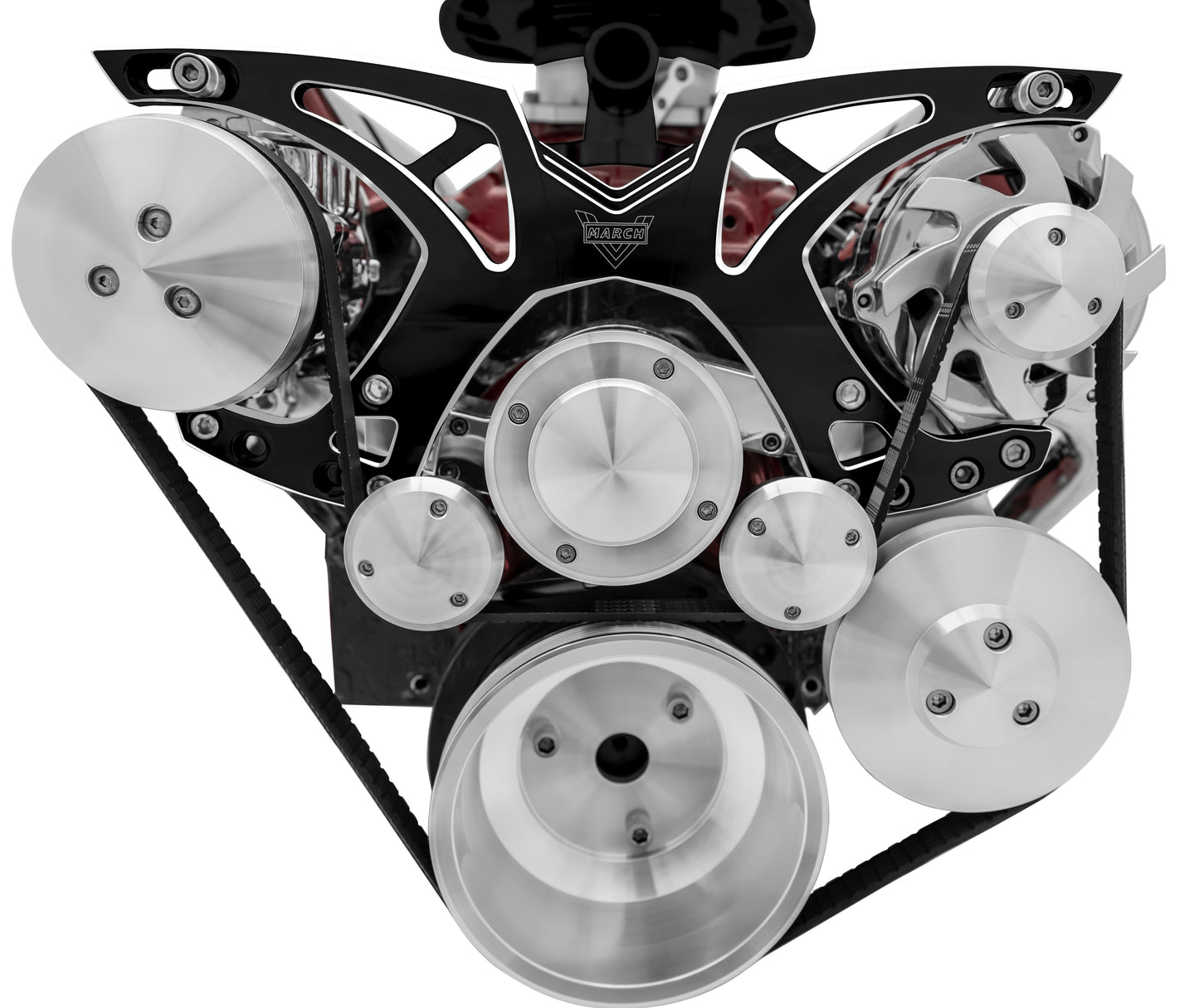 Big Block Chevy Style Track Serpentine System - EWP - AC & PS - Black Onyx
