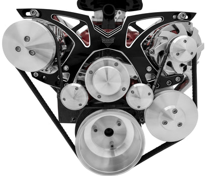 Big Block Chevy Style Track Serpentine System - EWP - AC & PS - Black Onyx