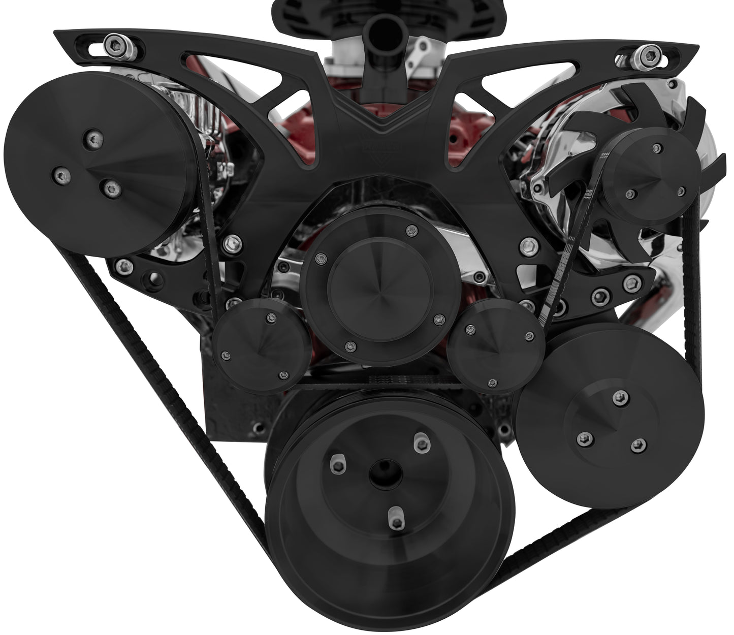 Big Block Chevy Style Track Serpentine System - EWP - AC & PS - Black