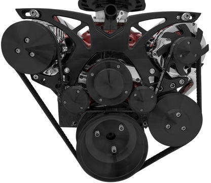 Big Block Chevy Style Track Serpentine System - EWP - AC & PS - Black