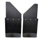 Universal 12" Front/Rear Set Back Mud Flap - 2" Offset - Black Poly-Coated Set-Back - 12"W X 15"H Flap With Black Powder-Coated Stainless Steel Weight