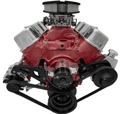 Big Block Chevy Serpentine Conversion - EWP - PS & ALT - Saginaw-Press - Black