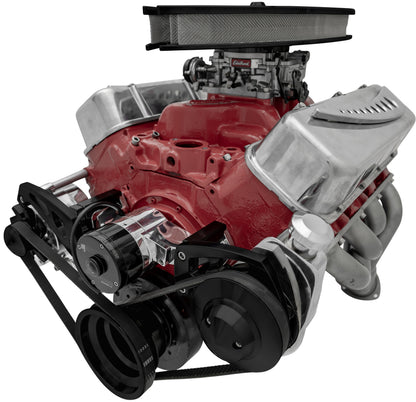 Small Block Chevy Serpentine Conversion Ultra; EWP; PS & ALT; Saginaw-Key; Black