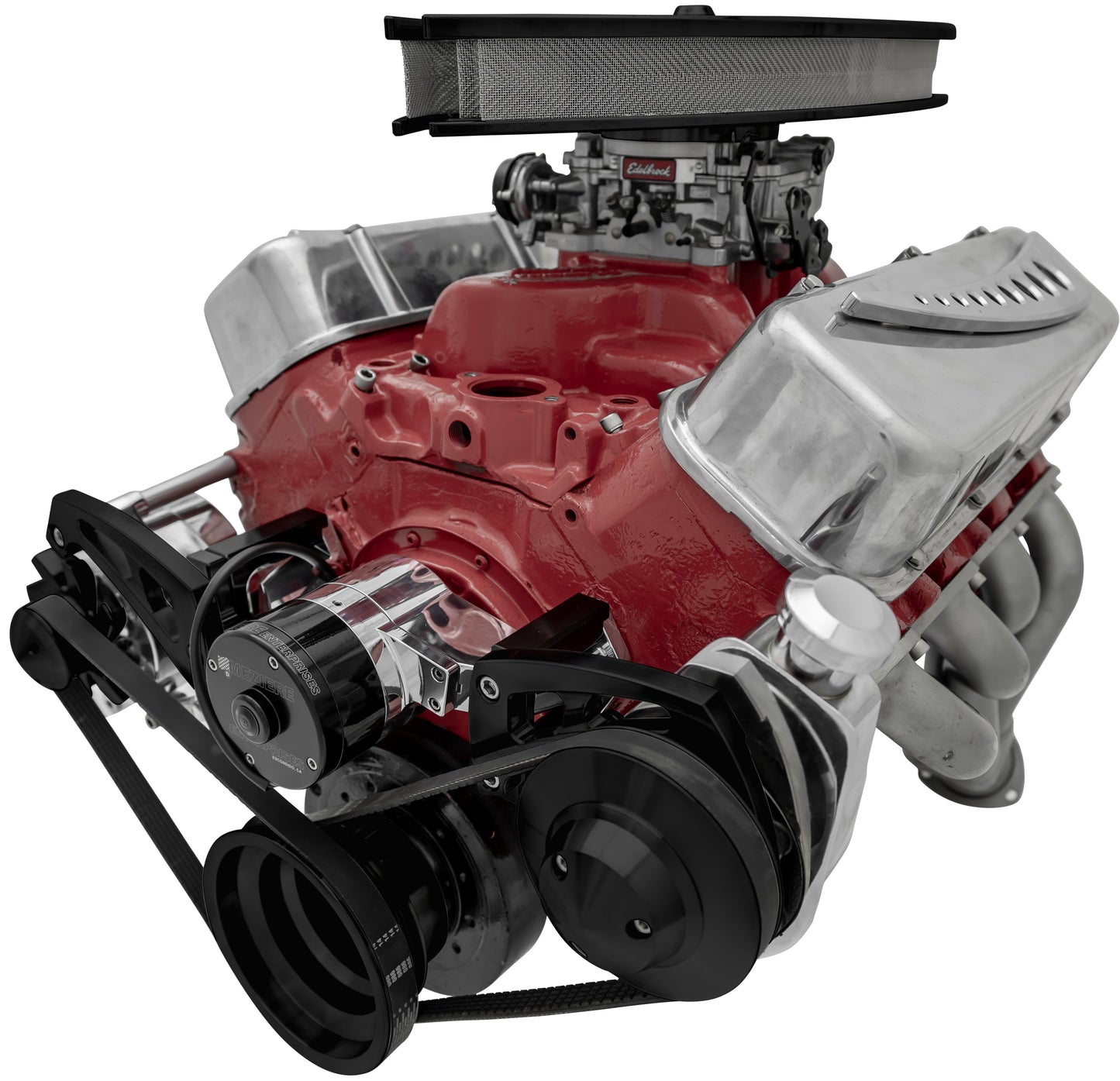 Big Block Chevy Serpentine Conversion - EWP - PS & ALT - Saginaw-Key - Black