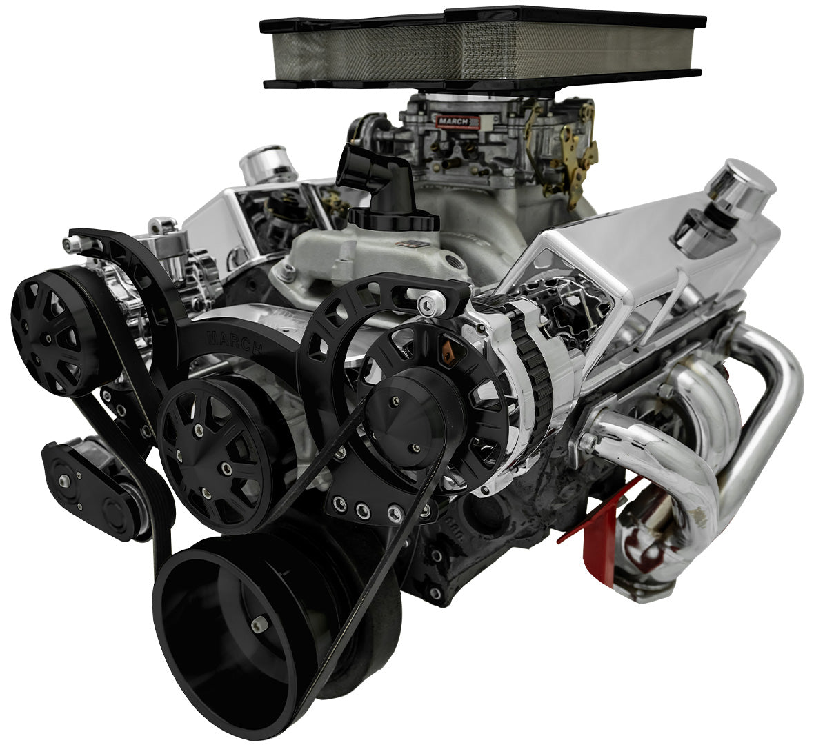 Big Block Chevy Sport Track Serpentine System - AC & ALT - Black