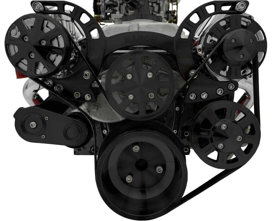 Big Block Chevy Sport Track Serpentine System - AC & PS - GMT2 - Black