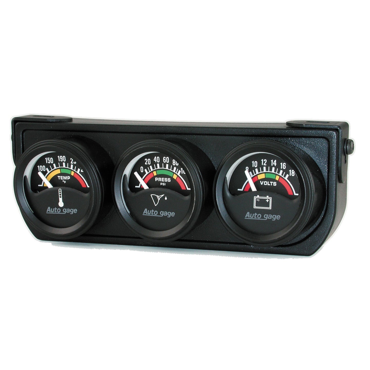 GAUGE CONSOLE OILP/WTMP/VOLT 1.5 In.  100 PSI/280 Fahrenheit/18V ELEC BLK DIAL BLK BZL AG