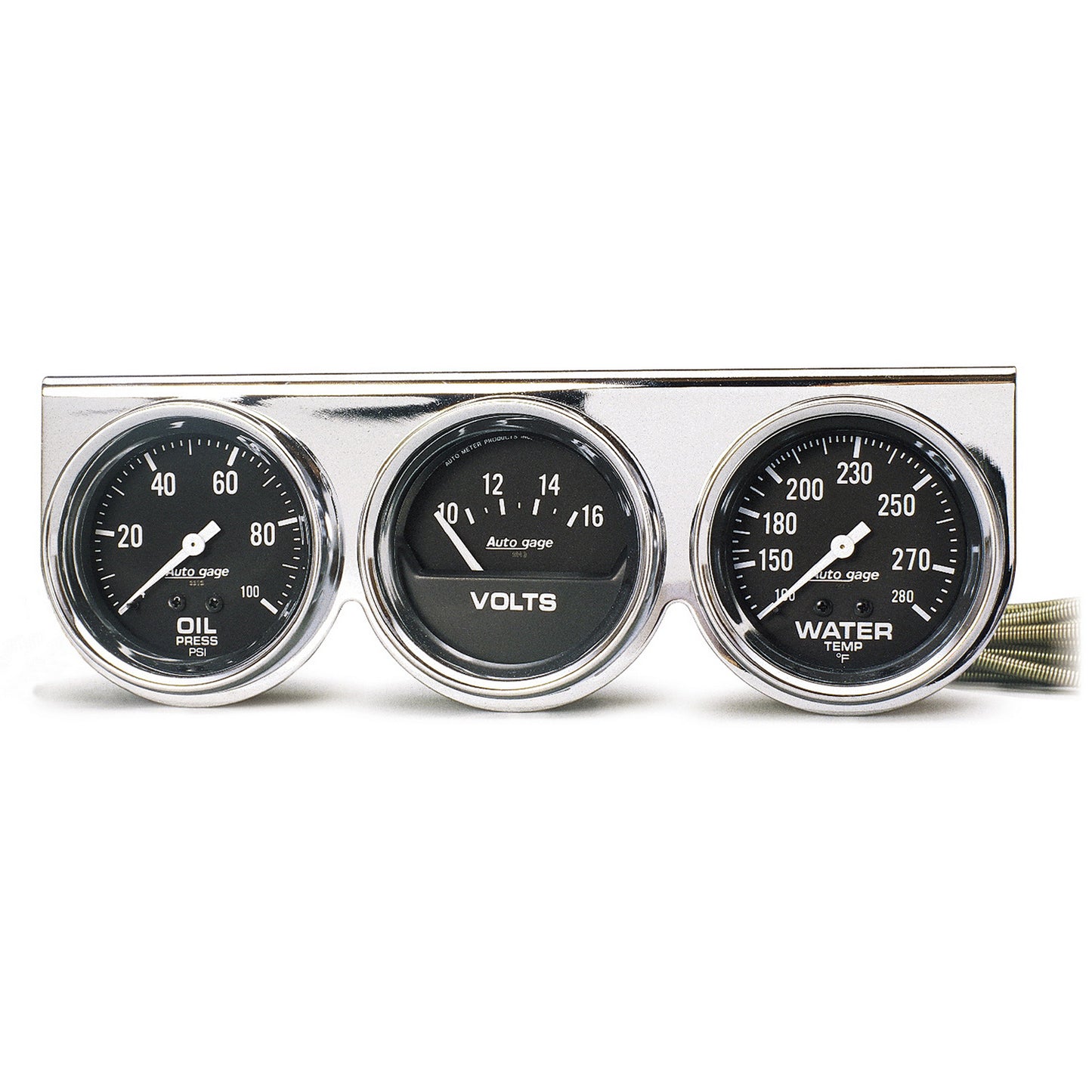 GAUGE CONSOLE OILP/WTMP/VOLT 2-5/8 In.  100 PSI/280 Fahrenheit/16V BLK DIAL CHROME BZL AG
