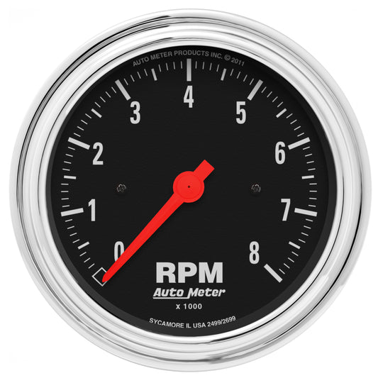 3-3/8 In. IN-DASH TACHOMETER 0-8000 RPM TRADITIONAL CHROME
