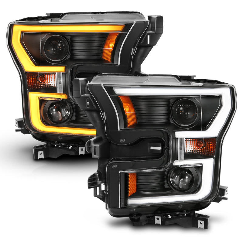 15-17 F-150 Halogen Projector Headlights, Black Switchback, Anzo 111357