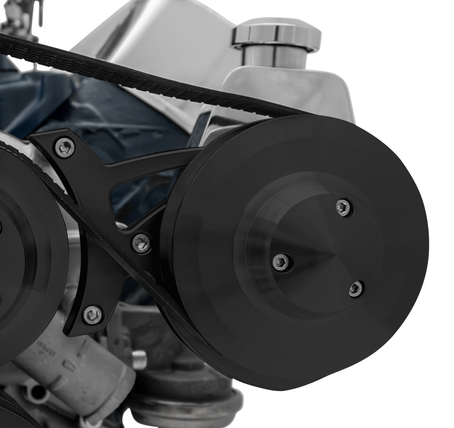 Small Block Ford Power Steering Bracket - Saginaw Pump - Driver - Late - Black