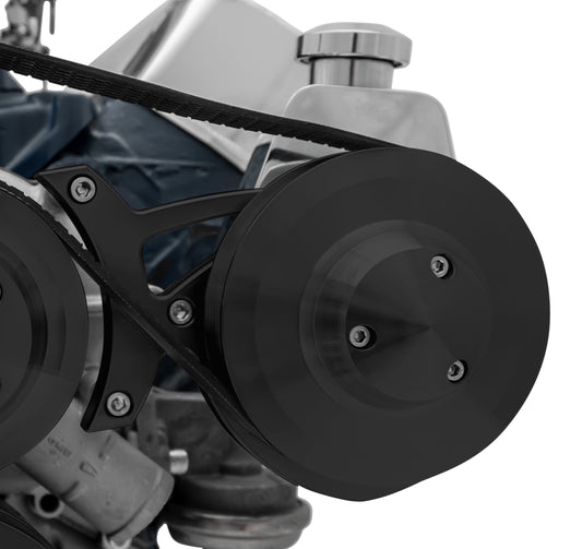 Small Block Ford Power Steering Bracket - Saginaw Pump - Driver - Late - Black