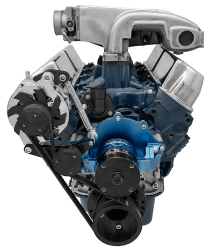 Small Block Ford Serpentine Conversion Deluxe - 351W - EWP - ALT Only - Black