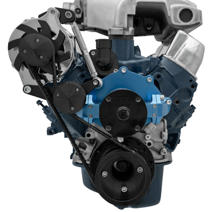 Small Block Ford Serpentine Conversion Deluxe - 351W - EWP - ALT Only - Black