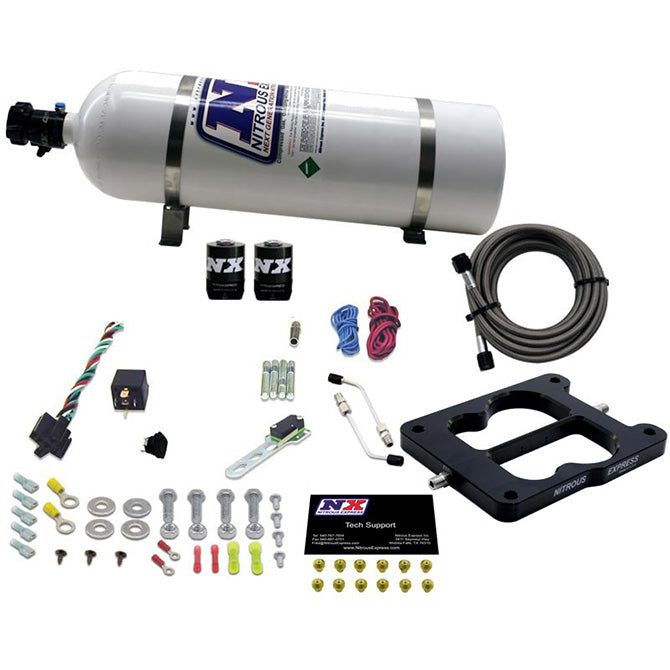 Nitrous Express - Q-JET/HOLLEY SPREAD BORE (50-100-150-200-250-300HP) WITH 15LB BOTTLE - 30080-15