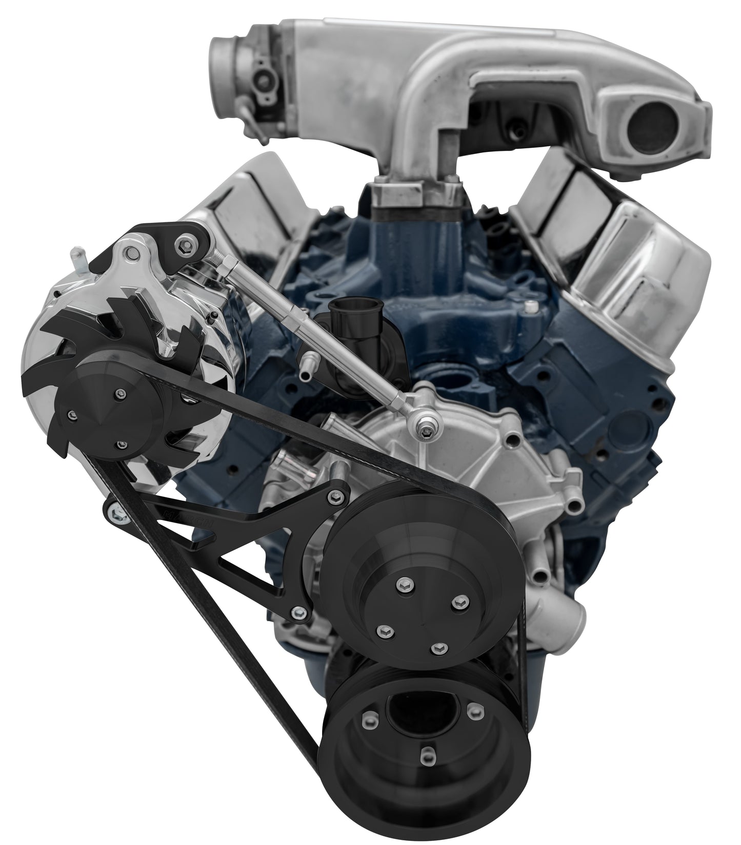 Small Block Ford High Flow Serpentine Conversion Deluxe; 351W; ALT Only; Black