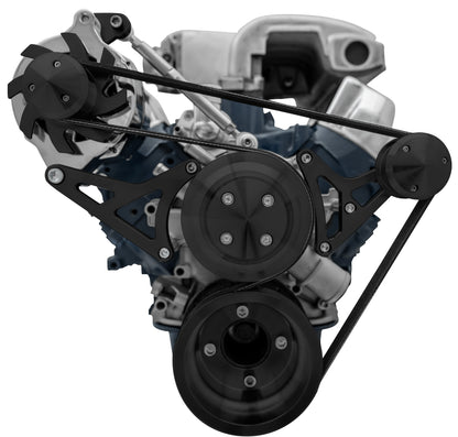Small Block Ford High Flow Serpentine Conversion; 351W; ALT Only; Reverse; Black