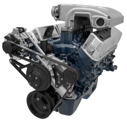 Small Block Ford High Flow Serpentine Conversion; 351W; ALT Only; Reverse; Black