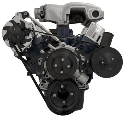 Small Block Ford High Flow Serpentine Conversion Deluxe - 302 - PS & ALT - Black