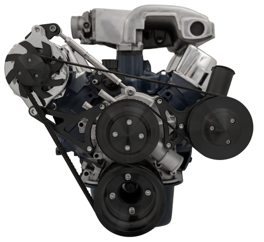 Small Block Ford High Flow Serpentine Conversion Deluxe - 302 - PS & ALT - Black