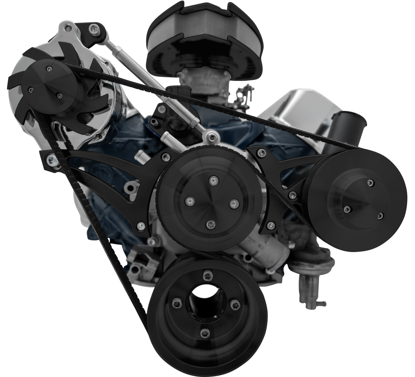 Small Block Ford Serpentine Conversion Ultra - 351W - PS-Mustang - Black