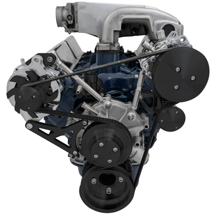 Small Block Ford High Flow Serpentine Conversion Ultra - 351W - AC & ALT - Black