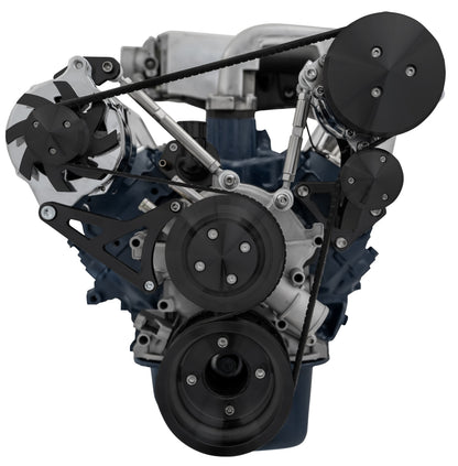 Small Block Ford High Flow Serpentine Conversion Deluxe - 302 - AC & ALT - Black