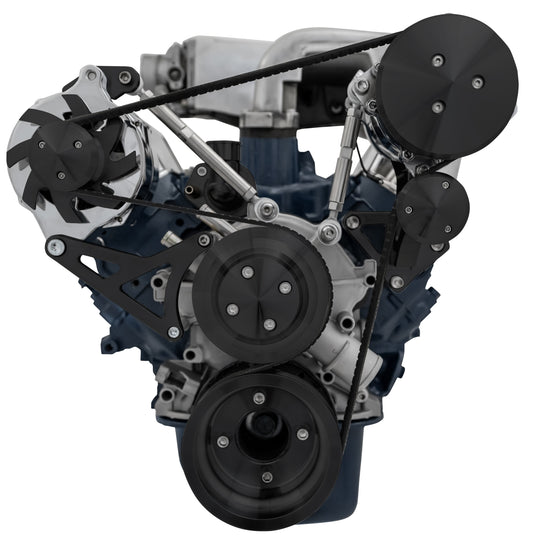Small Block Ford High Flow Serpentine Conversion Deluxe - 302 - AC & ALT - Black