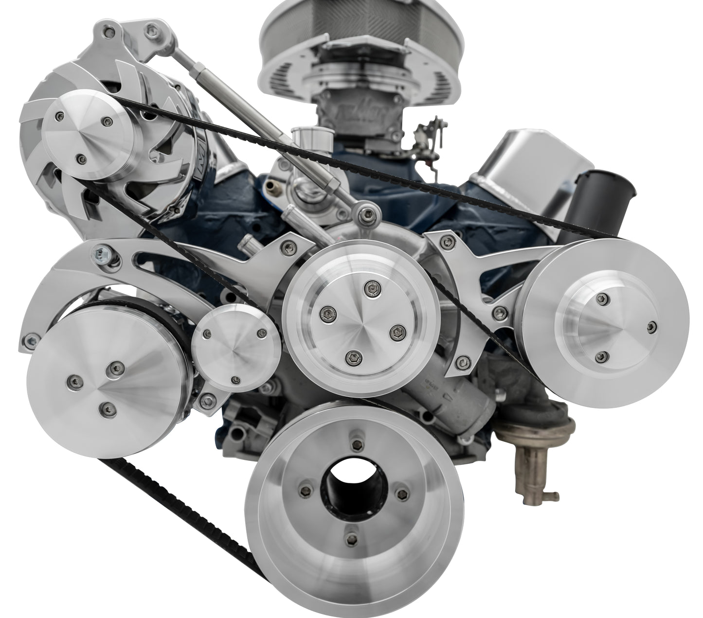 Small Block Ford Serpentine System - 351W - 4 Bolt - Reverse - AC & PS-Mustang