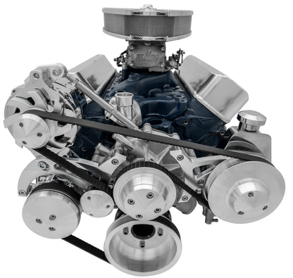 Small Block Ford Serpentine Conversion Ultra - Reverse - 4 Bolt - AC - Saginaw