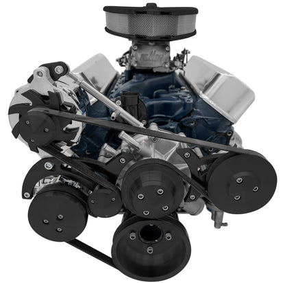 Small Block Ford Serpentine System - Reverse - 4 Bolt - AC - GMT2 - Black