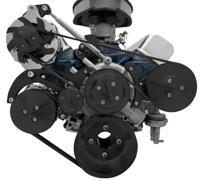 Small Block Ford Serpentine System - Reverse - 4 Bolt - AC - GMT2 - Black