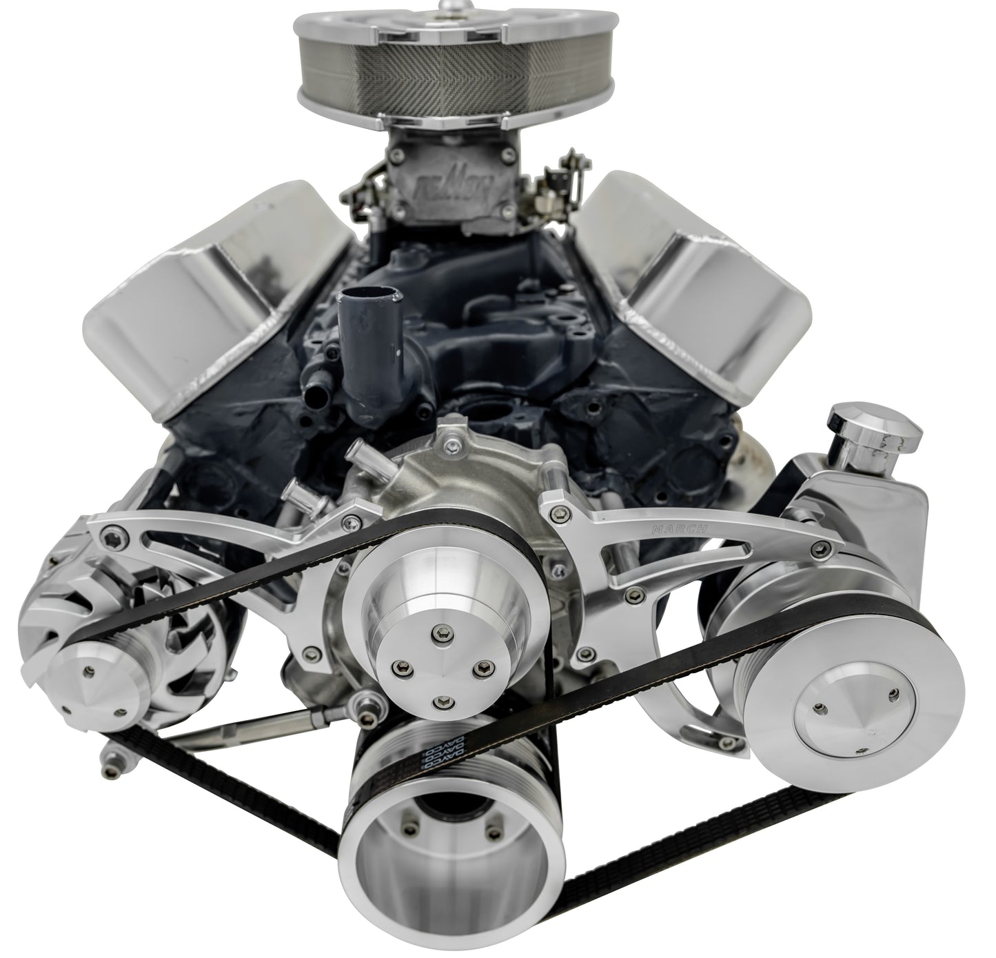 Small Block Ford Serpentine Conversion Ultra; 351W - Early - 4 Bolt - PS-Saginaw
