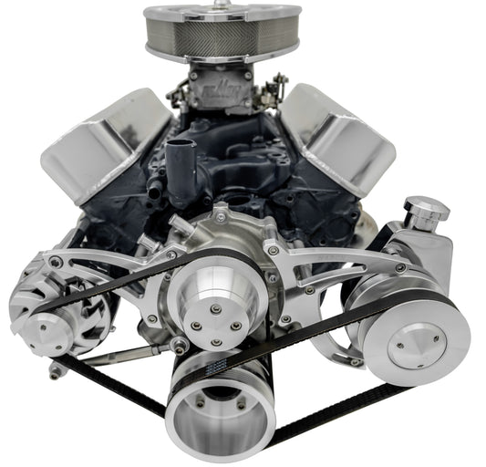 Small Block Ford Serpentine Conversion Ultra; 351W - Early - 4 Bolt - PS-Saginaw