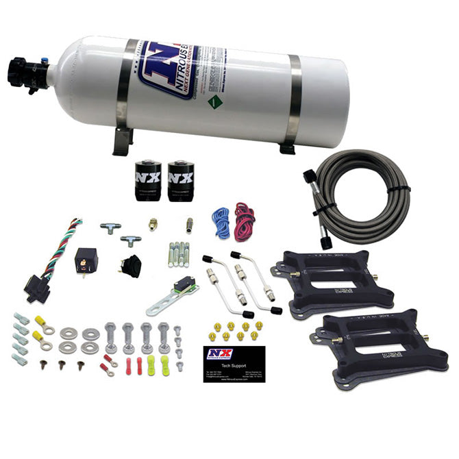 Nitrous Express - DUAL/4150/GASOLINE (50-100-150-200-250-300HP) WITH 15LB BOTTLE - 30240-15