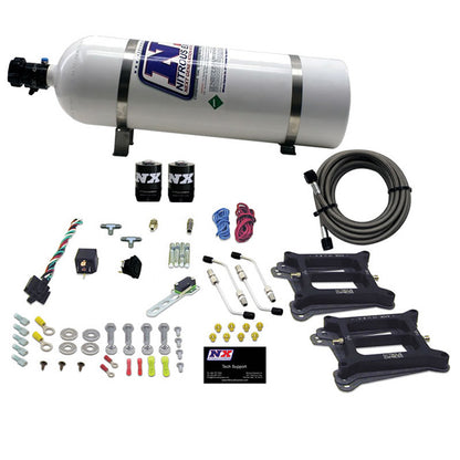 Nitrous Express - DUAL/4150/GASOLINE (50-100-150-200-250-300HP) WITH 15LB BOTTLE - 30240-15