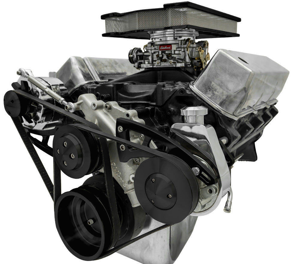 Big Block Ford Serpentine Conversion Ultra - PS - Saginaw-Key - Black